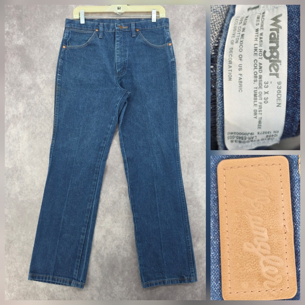 Wrangler Cowboy Cut Jeans Mens 33x30 Straight Leg Medium Wash Blue Fits 32x30